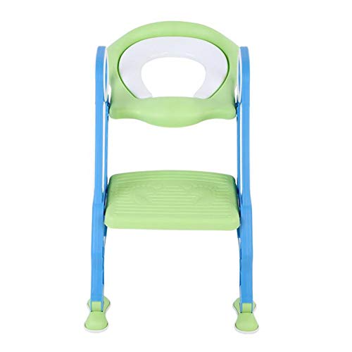 Ldafava Tragbares Baby Kleinkind Hart Toilettenstuhl Leiter Kinder Verstellbare Sicherheit Töpfchen Trainingssitz Premium PP ungiftig robuste Doppelarmlehne Antiskip -Fußpolster für (Blau grün) von Ldafava