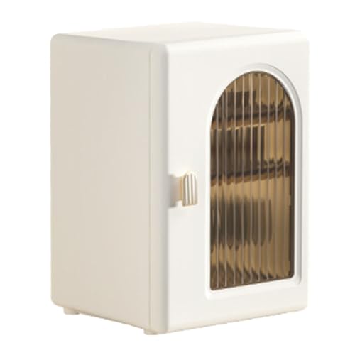 Ldafava Wasserbecherschrank Mehrschichtstaub -Cup -Lagerregal Organizer Regal für Home Office Desktop ABS Hüften Kunststoff 26x25x37cm (Creme Beige) von Ldafava