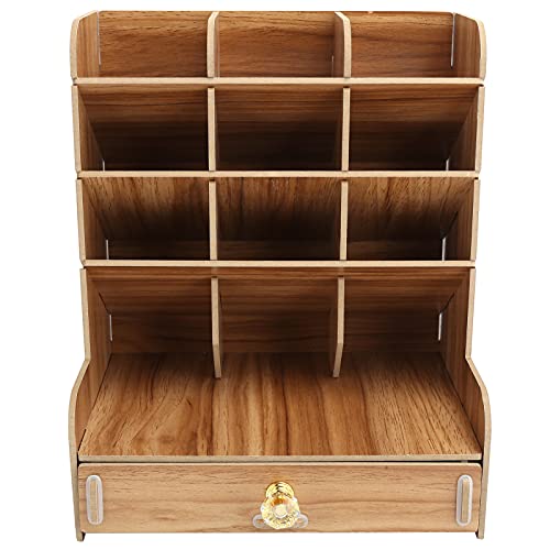 Ldafava Wood Desktop Bookshelf Multi -Funktion Stifthalter Schreibwarenbox für Heimbüro -Nutzung (Kirsche) von Ldafava