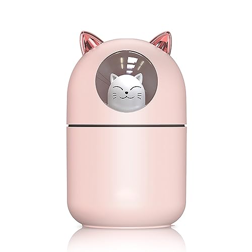 Luftbefeuchter USB -Luftbefeuchter geräuschloser tragbarer Mini mit Farb -LED -Licht für Büros Schlafzimmer Auto Kunststoff 300 ml (Weiß) (Rosa) von Ldafava