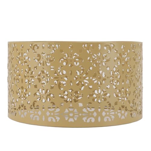 Metall ative Lampenschatten hohl aus Eisen exquisites Schreibtischlampenschild Weiches Licht für Stehlampen Kronleuchter E27 E14 Universal Blumenmuster 22x12cm (Gelb) von Ldafava