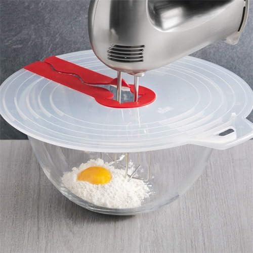 Mixing Bowl Splatter Guard Premium Silicon Spritzscheibe für Handmixer transparent Splatter Protektor zum Backen von Kochbegeisterten weiß 340 mm von Ldafava