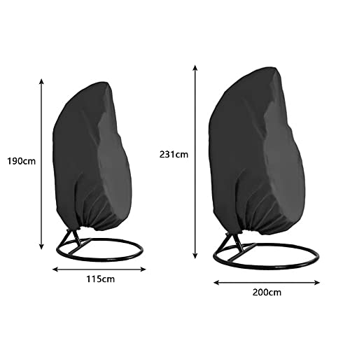 Patio Hanging Stuhl Deckung Außenstuhlabdeckung Langlebiger wasserdichte Schwungstuhl Staubabdeckung Schwarz, S Größe 115 * 190 cm (Ldafavaqel5w-l) von Ldafava