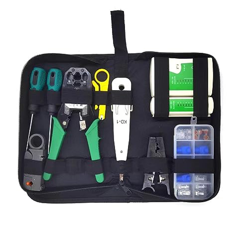 RJ45 Network Tool Kit Professionelles Ethernet Crimper -Kabel -Tester Cat5 Cat5e Cat6 Stripping PliRed Punch Down Tool mit RJ11 RJ12 RJ45 -Steckverbinder für Netzwerkingenieure von Ldafava