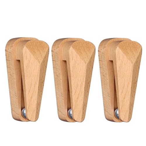 Selbstkleber Handtuchklammern Buchenholz Holz Schwerkraft Kohlenstoffstahlkugel ohne Bohrwand Handtuchhalter für Küchenschlafzimmer 1PC 2 PCS 3PCS Optional (3 Packung) von Ldafava