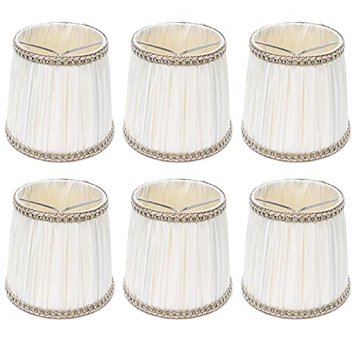 Stofflampenschatten moderner Kronleuchter Tischlampenabdeckung Snap in Design für E14 -Zwiebel Kerzenbirnen Schlafzimmer Hall Lernzimmer Hotel Eisentuch Beige 6pcs von Ldafava