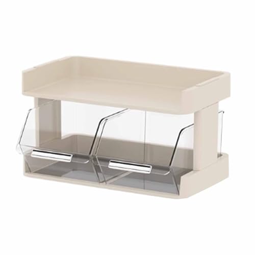 Teebeutel Organizer Multilayer Countpop Storage Rack für Office Bar Desktop Japanischer Stil Haltbarer Plastikcreme weiß kompakt Platz sparende Design Design (2 Schicht 30x17x16.5cm) von Ldafava