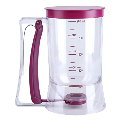 Teigspender, Cupcake-Pfannkuchen-Waffel, manueller Messbecher, Küchen-Backwerkzeug, unverzichtbar für Hobbybäcker, professionelle Köche, transparent, lila, 900 ml von Ldafava