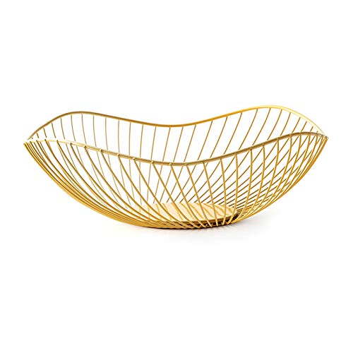 LdawyDE Obstschale Gold, Obstkorb Gold Metall Openwork Fruit Basket für Obst Snack Gemüse Handtücher Fruit Basket 25x10cm von LdawyDE