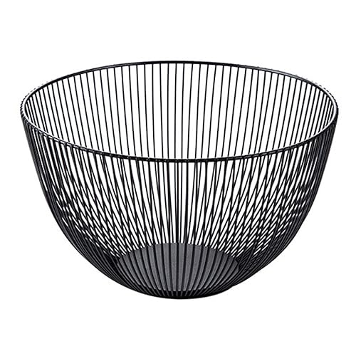 LdawyDE Obstschale Schwarz Metall Obstkorb Ø24.5 x 13 cm Hohe Kapazität Openwork Fruit Basket für Obst Snack Gemüse Handtücher Kleinigkeiten von LdawyDE