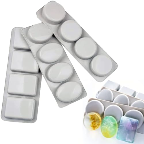 LdawyDE Silikonform, 3 Stück 4 Cavities Seifenform Silikonform Seife Seifenformen Rechteckig/Oval/Rund für Seife, Schokolade, Biscuit, Eiswürfel, DIY Hausgemachte Handwerk, Leicht zu Entformen LdawyDE Silikonform, 3 Stück 4 Cavities Seifenform Silikonform Seife Seifenformen Rechteckig/Oval/Rund für Seife, Schokolade, Biscuit, Eiswürfel, DIY Hausgemachte Handwerk, Leicht zu Entformen von LdawyDE