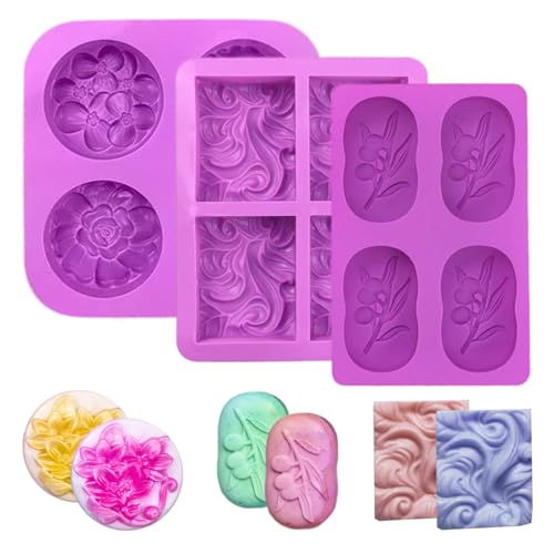 LdawyDE Seifenformen Silikon, 3 Stück 4 Cavities Seifenform Silikonform Antihaft SIlikonformen Gießformen Seifen Formen für DIY Hand Made, Leicht zu Entfernen LdawyDE Seifenformen Silikon, 3 Stück 4 Cavities Seifenform Silikonform Antihaft SIlikonformen Gießformen Seifen Formen für DIY Hand Made, Leicht zu Entfernen von LdawyDE