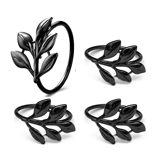 LdawyDE Serviettenringe, 4 Stück Kreative Blätter Serviettenring Set Metall Serviettenringe Tisch Serviettenhalter für Hochzeitsfeier Esstisch Hotel Dekoration von LdawyDE