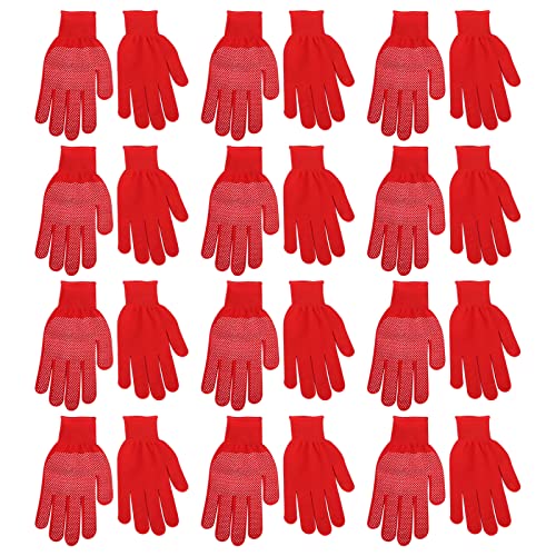 12 Paar Handschuhe mit Gummipunkten, einseitig, PVC, gepunktet, Arbeitshandschuhe aus Polyester und Baumwolle, Arbeitshandschuhe mit Griffpunkten von Ldbuejiaja