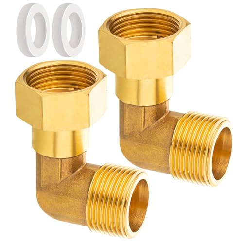 2 Stück Stabile Messingmaterialien 90 Grad Punkt Fitting 3/4 Zoll Außengewinde auf Innengewinde für Wasserinstallationen von Ldbuejiaja