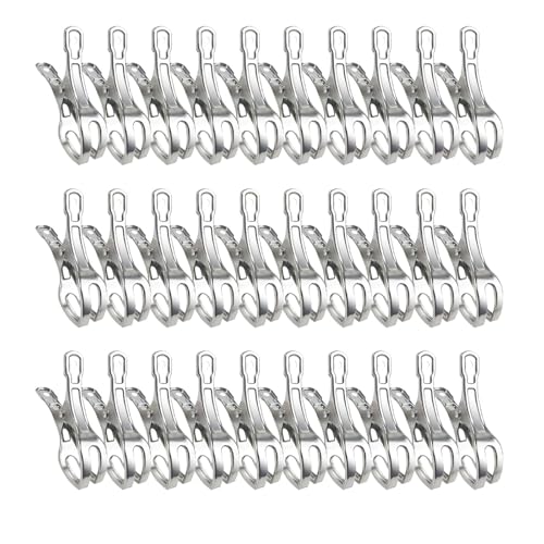 30 Stück Edelstahl-Poolabdeckungs-Clips, tragbar, stabil, Windschutz-Klemmen für sichere Poolabdeckungen und Handtücher von Ldbuejiaja