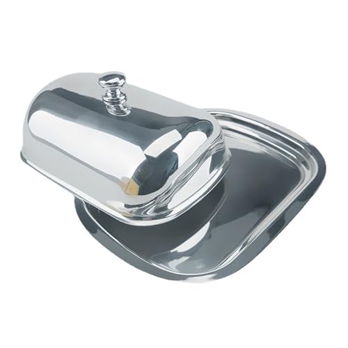Butterdose mit Deckel, Edelstahlplatte zum Servieren von Dessert, Kuchen, Brot, Obst, Vorratsbehälter, Küchenzubehör von Ldbuejiaja