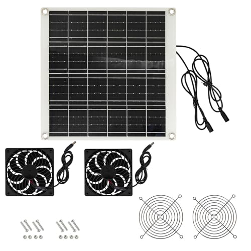 Greenhouses Solar-Panelventilator-Set, 15 W, mit Doppelventilator für verbesserte Kühlung in Hühnerställen, Haustierhäusern und Garagen von Ldbuejiaja