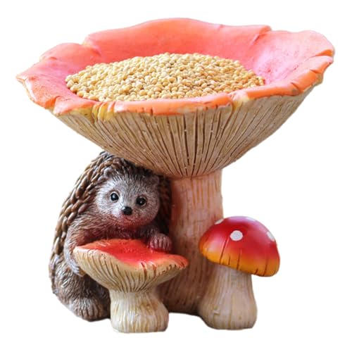 Igel Pilz Harze Figur Vogelfutterspender Tierstatue Dekorative Outdoor Garten Skulptur Terrassen Rasen Ornament von Ldbuejiaja