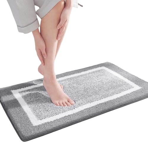 Mikrofaser-Plüsch-Fußmatte, wasserabsorbierend, rutschfest, Badematte für Zuhause, saugfähige Fußmatte, für ältere Menschen von Ldbuejiaja