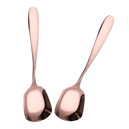 Set mit 2 Löffeln aus Edelstahl, quadratischer Kopf, ideal für Zuhause und Restaurant, mit ergonomischem Griff-Design von Ldbuejiaja