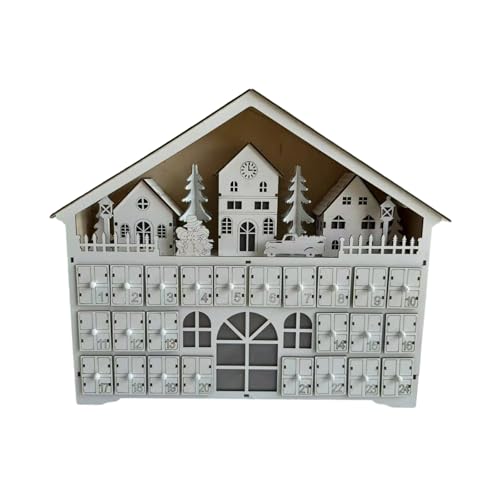 Zarter Adventskalender, Tischdekoration, eleganter Weihnachts-Countdown-Kalender mit LED-Lichtern und 24 Schubladen-Überraschung von Ldbuejiaja