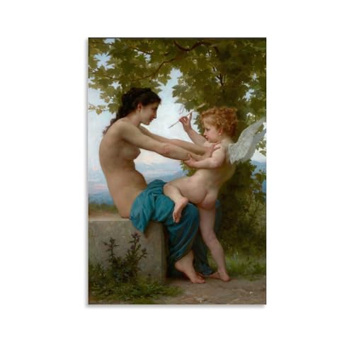 LdinMEX William Adolphe Bouguereau Artwork – Junges Mädchen, das sich gegen Eros verteidigt, Posterdruck, Wandkunst, Gemälde, Leinwandkunst, Geschenkidee, Raumästhetisch, 60 x 90 cm von LdinMEX