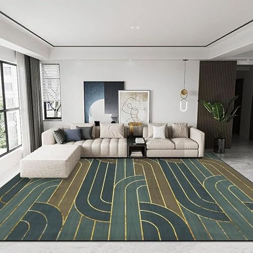 Ldiuttu Groß Teppich 200 x 300 cm moderner rutschfest Teppich für Küchen Wohnzimmer Schlafzimmer Moderne geometrische Linien grün gelb Ldiuttu Groß Teppich 200 x 300 cm moderner rutschfest Teppich für Küchen Wohnzimmer Schlafzimmer Moderne geometrische Linien grün gelb von Ldiuttu