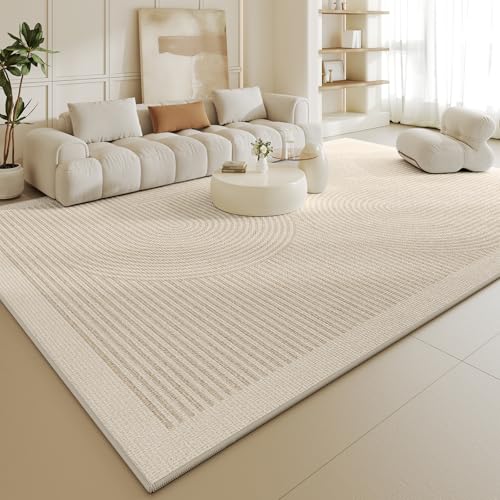 Ldiuttu Groß Teppiche 180 x 250 cm Wohnzimmer Modern Teppiche Rutschmatte Schlafzimmer Teppich Waschbarer Weiche Heimbüro Teppich Moderne Linien geometrisch beige von Ldiuttu