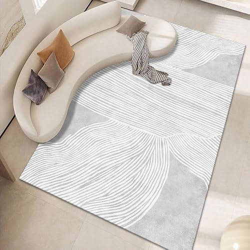 Ldiuttu Großer Teppich 200 x 400 cm Waschbar Wohnzimmerteppich Moderner Anti-Rutsch Kurzflor Teppiche für Küche Esszimmer Schlafzimmer Deko Moderne Linien weiß grau Ldiuttu Großer Teppich 200 x 400 cm Waschbar Wohnzimmerteppich Moderner Anti-Rutsch Kurzflor Teppiche für Küche Esszimmer Schlafzimmer Deko Moderne Linien weiß grau von Ldiuttu