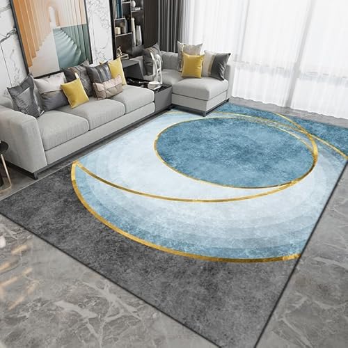 Ldiuttu Großer Teppich Wohnzimmer 160 x 200 cm Rechteckiger Rutschfester Kurzer Flor Weicher Maschinen waschbar Teppich für Esszimmer Schlafzimmer Flur Moderne Linien blau grau gelb Ldiuttu Großer Teppich Wohnzimmer 160 x 200 cm Rechteckiger Rutschfester Kurzer Flor Weicher Maschinen waschbar Teppich für Esszimmer Schlafzimmer Flur Moderne Linien blau grau gelb von Ldiuttu