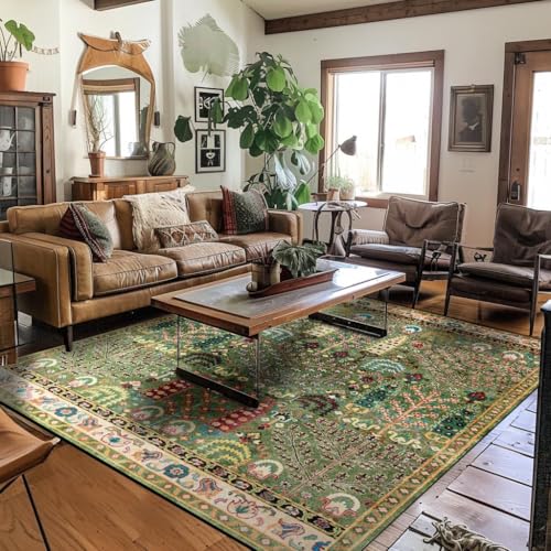 Ldiuttu Großer Teppich Wohnzimmer 160 x 200 cm Rechteckiger Rutschfester Kurzer Flor Weicher Maschinen waschbar Teppich für Esszimmer Schlafzimmer Flur modern Retro Blumen grün rot Ldiuttu Großer Teppich Wohnzimmer 160 x 200 cm Rechteckiger Rutschfester Kurzer Flor Weicher Maschinen waschbar Teppich für Esszimmer Schlafzimmer Flur modern Retro Blumen grün rot von Ldiuttu