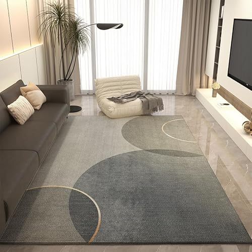 Ldiuttu Kleiner Teppich 90 x 150 cm Waschbarer Anti-Rutsch Kurzflor Carpet für Wohnzimmer KüChen Schlafzimmer Flur Eingang Fußmatte Moderne Linien grau gelb von Ldiuttu