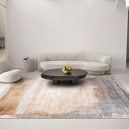 Ldiuttu Kleiner Teppich 90 x 150 cm Waschbarer Anti-Rutsch Kurzflor Carpet für Wohnzimmer KüChen Schlafzimmer Flur Eingang Fußmatte Modernes Schlichtes Orangeblau von Ldiuttu