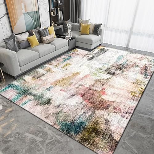 Ldiuttu Teppich Wohnzimmer 130 x 180 cm Waschbarer rutschfest Rechteck Teppich Weich Kurzflor für Schlafzimmer Flur Läufer Moderne abstrakte Tinte grün gelb Ldiuttu Teppich Wohnzimmer 130 x 180 cm Waschbarer rutschfest Rechteck Teppich Weich Kurzflor für Schlafzimmer Flur Läufer Moderne abstrakte Tinte grün gelb von Ldiuttu