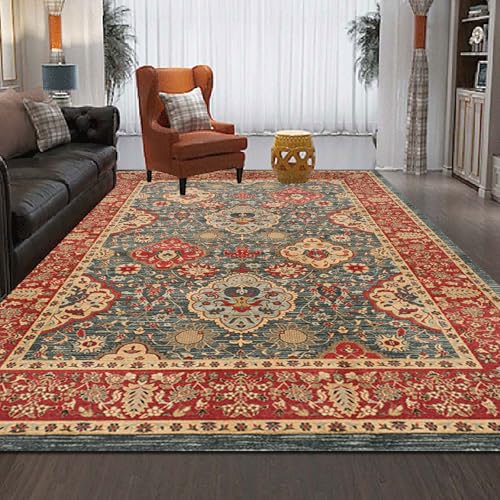 Ldiuttu Teppich Wohnzimmer 160 x 180 cm Weich Rutschfester Maschinen waschbar Teppich Kurzflor Deko Teppiche für Schlafzimmer Esszimmer Retro-Ethno-Stil, Rot und Blau Ldiuttu Teppich Wohnzimmer 160 x 180 cm Weich Rutschfester Maschinen waschbar Teppich Kurzflor Deko Teppiche für Schlafzimmer Esszimmer Retro-Ethno-Stil, Rot und Blau von Ldiuttu