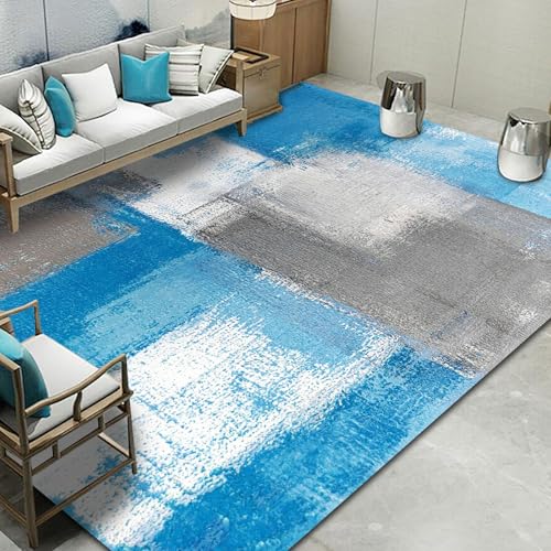 Ldiuttu Teppich Wohnzimmer 80 x 160 cm Teppiche Waschbar Rutschfester Weich Kurzflor Fußmatte für Schlafzimmer Esszimmer Küche Moderne abstrakte Tinte blau grau Ldiuttu Teppich Wohnzimmer 80 x 160 cm Teppiche Waschbar Rutschfester Weich Kurzflor Fußmatte für Schlafzimmer Esszimmer Küche Moderne abstrakte Tinte blau grau von Ldiuttu