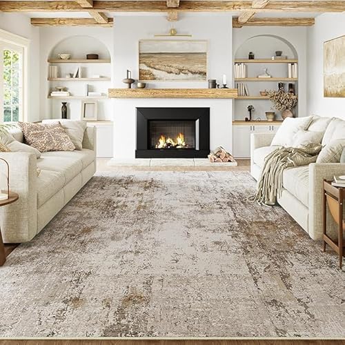 Ldiuttu Teppich Wohnzimmer 80 x 160 cm Teppiche Waschbar Rutschfester Weich Kurzflor Fußmatte für Schlafzimmer Esszimmer Küche Moderne abstrakte Tinte braun von Ldiuttu