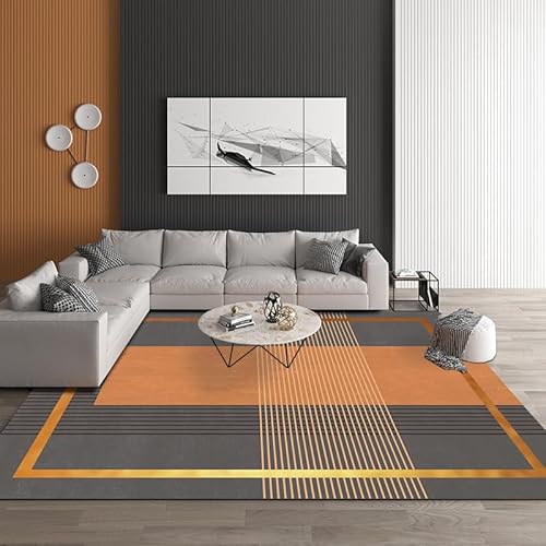 Ldiuttu Teppich Wohnzimmer 80 x 160 cm Teppiche Waschbar Rutschfester Weich Kurzflor Fußmatte für Schlafzimmer Esszimmer Küche Moderne geometrische Linien orange grau Ldiuttu Teppich Wohnzimmer 80 x 160 cm Teppiche Waschbar Rutschfester Weich Kurzflor Fußmatte für Schlafzimmer Esszimmer Küche Moderne geometrische Linien orange grau von Ldiuttu