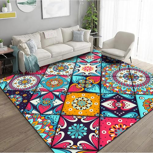 Ldiuttu Teppich Wohnzimmer 80 x 160 cm Teppiche Waschbar Rutschfester Weich Kurzflor Fußmatte für Schlafzimmer Esszimmer Küche Retro geometrischen ethnischen Stil blau und gelb Ldiuttu Teppich Wohnzimmer 80 x 160 cm Teppiche Waschbar Rutschfester Weich Kurzflor Fußmatte für Schlafzimmer Esszimmer Küche Retro geometrischen ethnischen Stil blau und gelb von Ldiuttu
