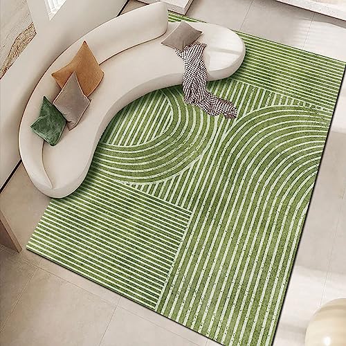 Ldiuttu Teppich Wohnzimmer 90 x 150 cm Teppiche Waschbarer Anti-Rutsch Kurzflor für KüChen Schlafzimmer Flur Eingang Fußmatte Moderne geometrische Linien grün von Ldiuttu