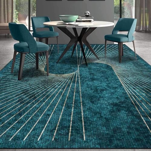 Ldiuttu Teppich Wohnzimmer Groß 200 x 290 cm Weicher rutschfest Waschbarer Schlafzimmer Teppiche Pflegeleichter Dekoration Teppich Moderne geometrische Linien blau gelb Ldiuttu Teppich Wohnzimmer Groß 200 x 290 cm Weicher rutschfest Waschbarer Schlafzimmer Teppiche Pflegeleichter Dekoration Teppich Moderne geometrische Linien blau gelb von Ldiuttu