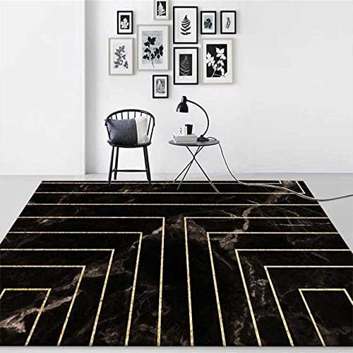 Ldiuttu Teppich Wohnzimmer Groß 200 x 290 cm Weicher rutschfest Waschbarer Schlafzimmer Teppiche Pflegeleichter Dekoration Teppich Moderne geometrische Linien schwarz Ldiuttu Teppich Wohnzimmer Groß 200 x 290 cm Weicher rutschfest Waschbarer Schlafzimmer Teppiche Pflegeleichter Dekoration Teppich Moderne geometrische Linien schwarz von Ldiuttu