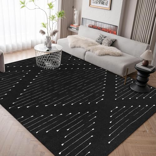 Ldiuttu Teppich Wohnzimmer Groß 200 x 290 cm Weicher rutschfest Waschbarer Schlafzimmer Teppiche Pflegeleichter Dekoration Teppich Moderne geometrische Linien schwarz weiß Ldiuttu Teppich Wohnzimmer Groß 200 x 290 cm Weicher rutschfest Waschbarer Schlafzimmer Teppiche Pflegeleichter Dekoration Teppich Moderne geometrische Linien schwarz weiß von Ldiuttu