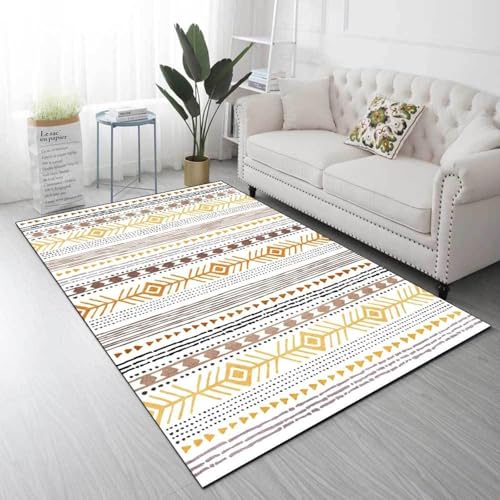 Ldiuttu Teppich Wohnzimmer Groß 200 x 290 cm Weicher rutschfest Waschbarer Schlafzimmer Teppiche Pflegeleichter Dekoration Teppich Moderne geometrische Linien weiß gelb braun Ldiuttu Teppich Wohnzimmer Groß 200 x 290 cm Weicher rutschfest Waschbarer Schlafzimmer Teppiche Pflegeleichter Dekoration Teppich Moderne geometrische Linien weiß gelb braun von Ldiuttu