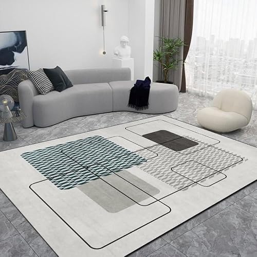 Ldiuttu Teppich Wohnzimmer Groß 200 x 290 cm Weicher rutschfest Waschbarer Schlafzimmer Teppiche Pflegeleichter Dekoration Teppich Moderne geometrische Linien weiß grün Ldiuttu Teppich Wohnzimmer Groß 200 x 290 cm Weicher rutschfest Waschbarer Schlafzimmer Teppiche Pflegeleichter Dekoration Teppich Moderne geometrische Linien weiß grün von Ldiuttu