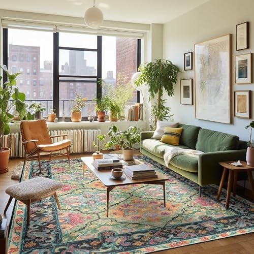 Ldiuttu Teppich Wohnzimmer Groß 200 x 290 cm Weicher rutschfest Waschbarer Schlafzimmer Teppiche Pflegeleichter Dekoration Teppich Modernes geometrisches Blumengrün Ldiuttu Teppich Wohnzimmer Groß 200 x 290 cm Weicher rutschfest Waschbarer Schlafzimmer Teppiche Pflegeleichter Dekoration Teppich Modernes geometrisches Blumengrün von Ldiuttu