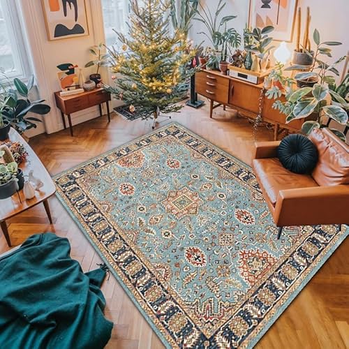 Ldiuttu Teppich Wohnzimmer Groß 200 x 290 cm Weicher rutschfest Waschbarer Schlafzimmer Teppiche Pflegeleichter Dekoration Teppich Retro Vintage Blumen Blau Gelb Ldiuttu Teppich Wohnzimmer Groß 200 x 290 cm Weicher rutschfest Waschbarer Schlafzimmer Teppiche Pflegeleichter Dekoration Teppich Retro Vintage Blumen Blau Gelb von Ldiuttu
