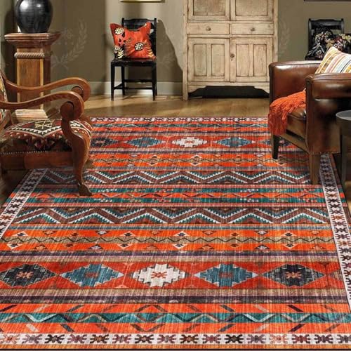 Ldiuttu Teppich Wohnzimmer Groß 200 x 290 cm Weicher rutschfest Waschbarer Schlafzimmer Teppiche Pflegeleichter Dekoration Teppich Retro geometrisch orange blau Ldiuttu Teppich Wohnzimmer Groß 200 x 290 cm Weicher rutschfest Waschbarer Schlafzimmer Teppiche Pflegeleichter Dekoration Teppich Retro geometrisch orange blau von Ldiuttu