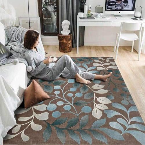 Ldiuttu Teppich Wohnzimmer Groß 200 x 290 cm Weicher rutschfest Waschbarer Schlafzimmer Teppiche Pflegeleichter Dekoration Teppich modern floral braun blau Ldiuttu Teppich Wohnzimmer Groß 200 x 290 cm Weicher rutschfest Waschbarer Schlafzimmer Teppiche Pflegeleichter Dekoration Teppich modern floral braun blau von Ldiuttu